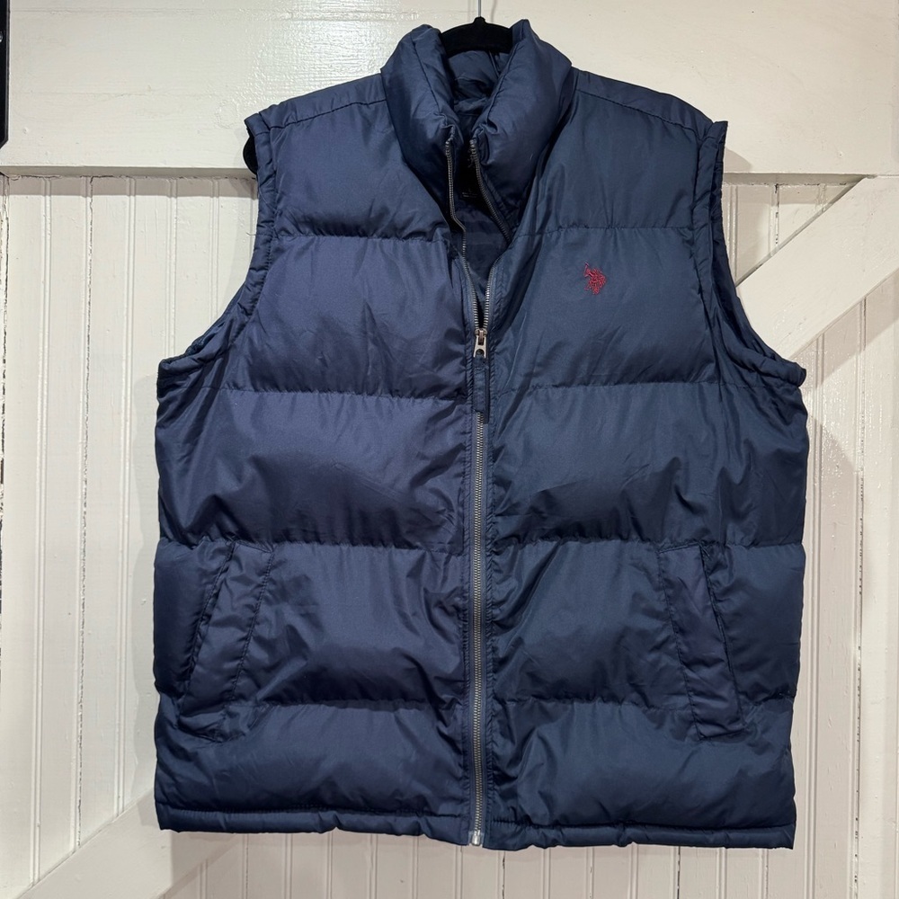 U.S. Polo Assn Navy Blue Puffer Vest Men’s Large | Full Zip | Classic Logo - Picture 8 of 9